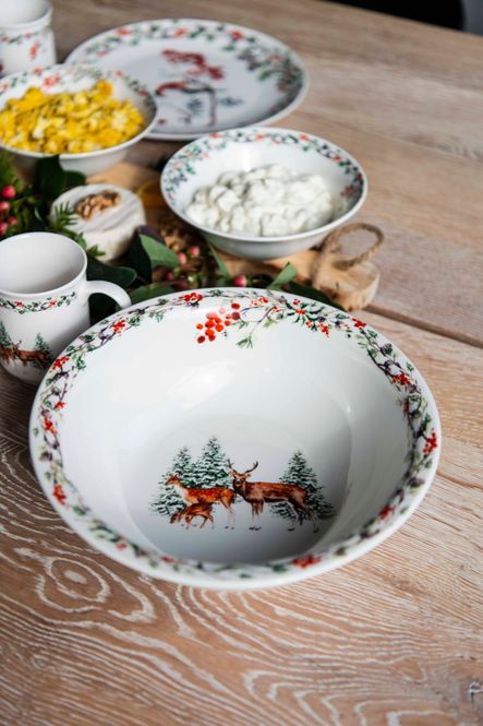 Hovedbilde Juletid Skål 27cm Rådyrfamilie 
