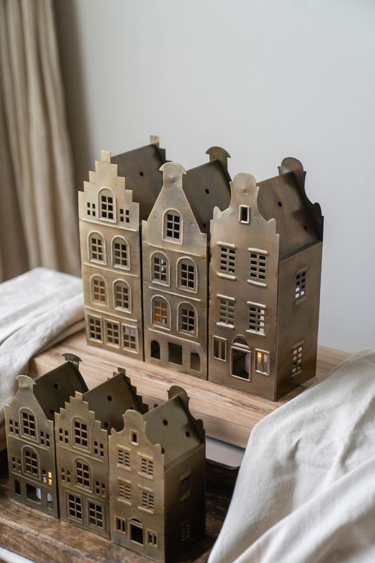 Telysholder hus messing 17cm Variant 2