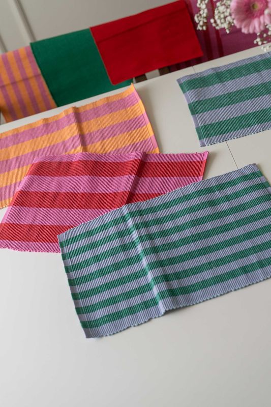 Bordbrikke i bomull – 45×30 cm – Grønn/Blå Smal