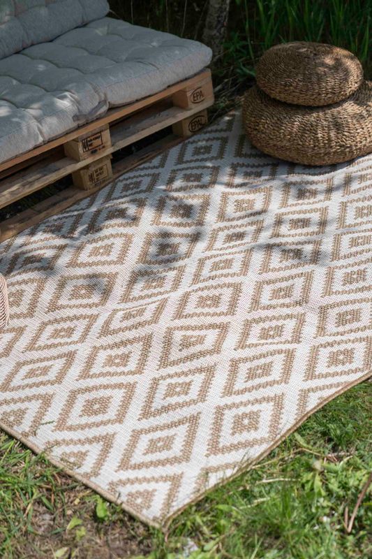Utendørs Teppe 230x160cm Beige og Hvit
