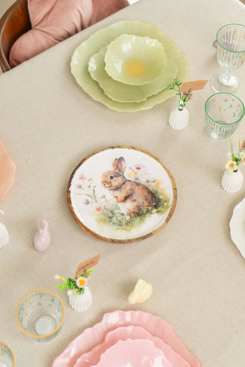 Vårsprett serveringsbrett – Ø22×H2,5 cm Kanin