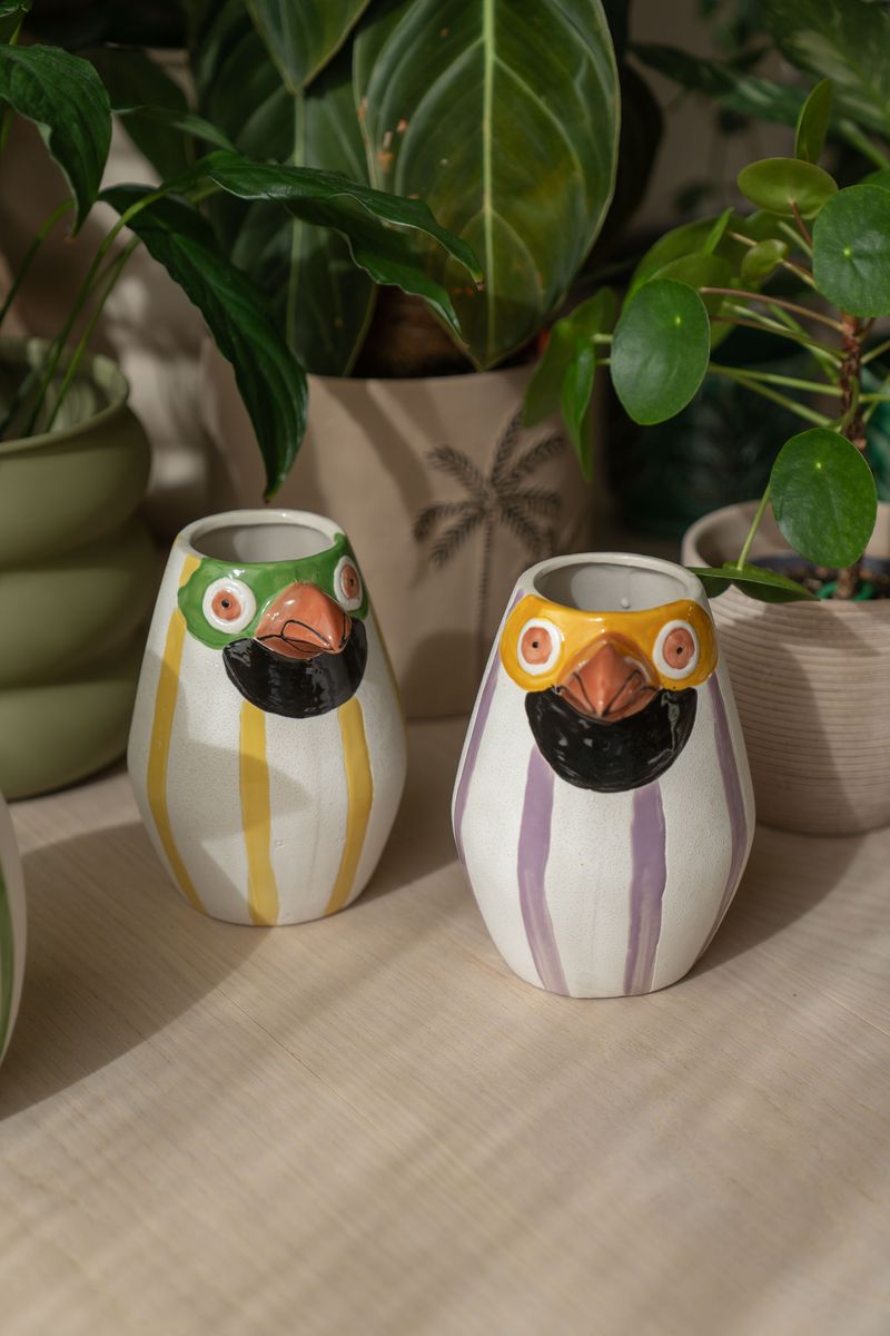 Vase Fugl 15x17cm - Lilla