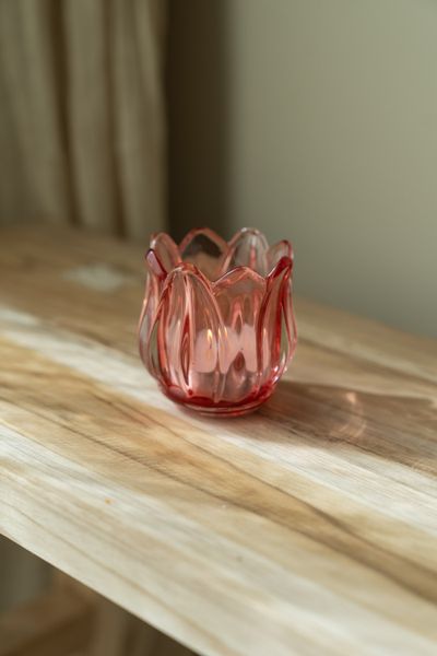 Hovedbilde Telysholder glass – rosa