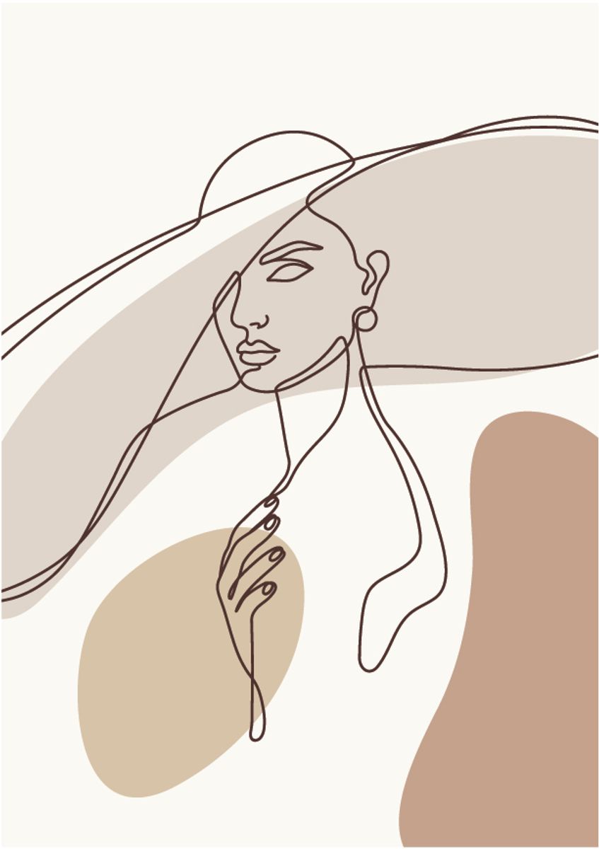 Poster - Beige Dame m/hatt 3