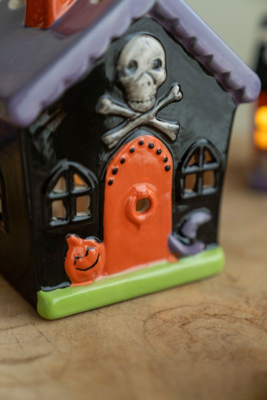 LED Halloween Hus 15cm - Skalle