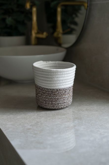 Hovedbilde Bomullskurv 13x13cm - Hvit/Grå