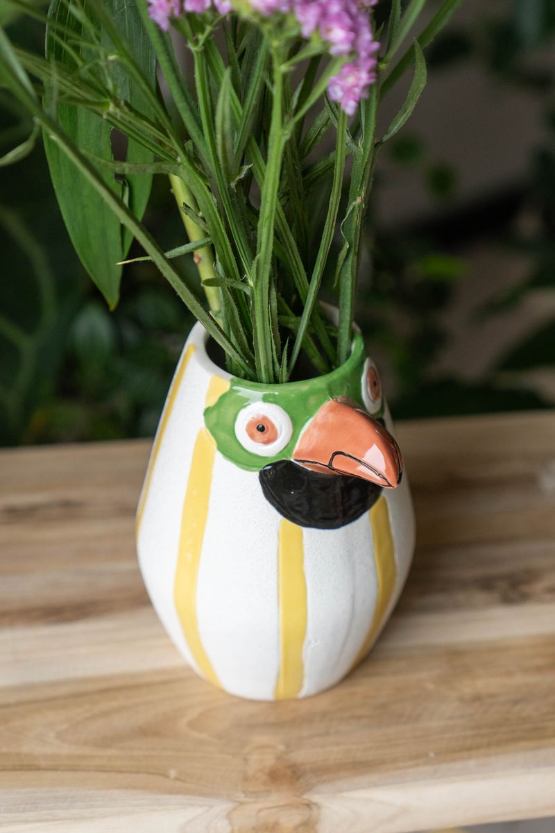 Vase Fugl 15x17cm - Gul