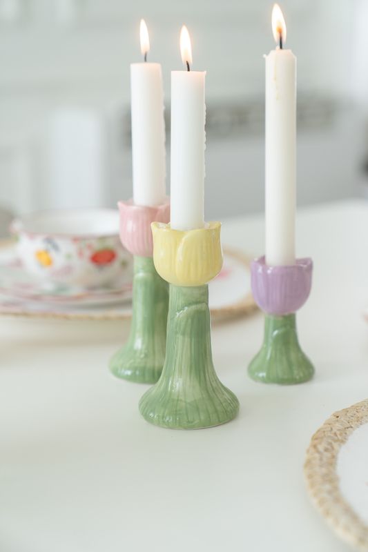 Tulipan - Lysestake 14cm Gul