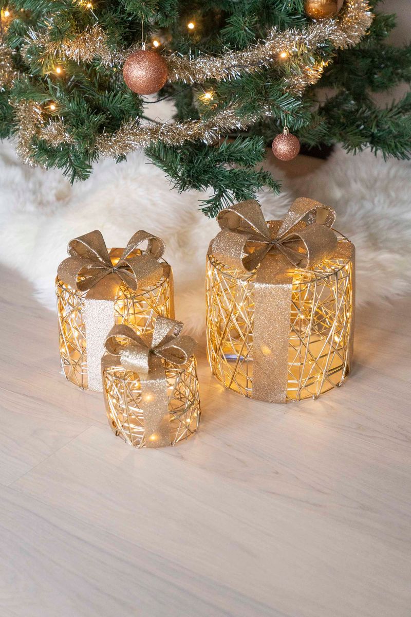 Dekorgave 3pk Rund - Champagne