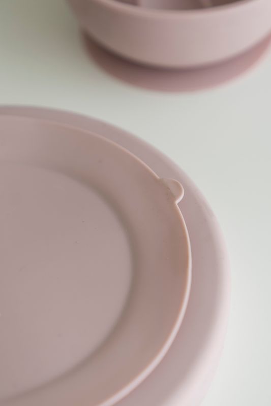 Silikontallerken m/sugekopp - Rosa