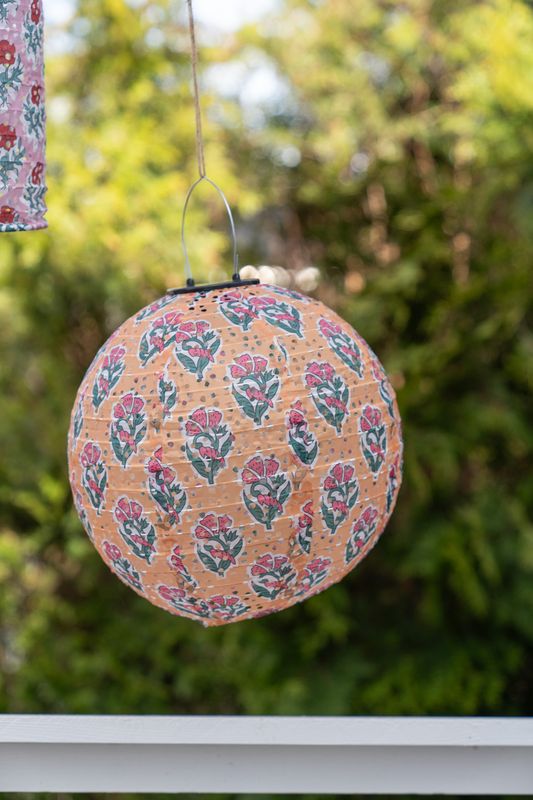 Solcelle Lanterne Blomster Gul 30cm