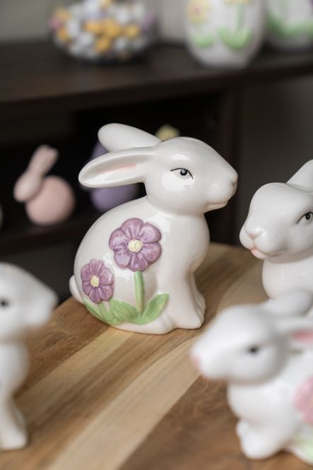 Hovedbilde Kanin med blomster – H12,5 cm – rosa