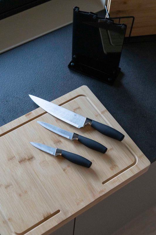 Knivsett m/stativ Svart