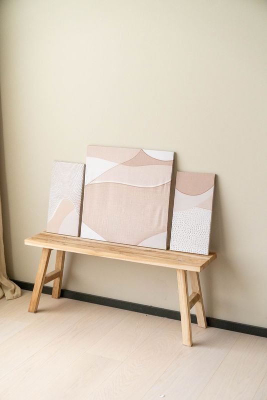Veggpynt 3pk - Abstrakt Beige