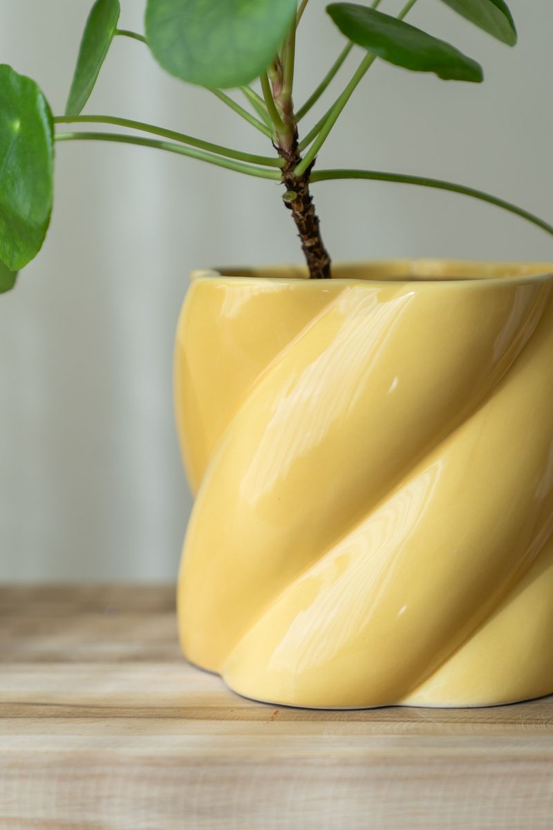 Blomsterpotte swirl – Gul