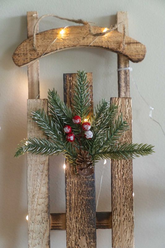 LED Slede 37cm Natur