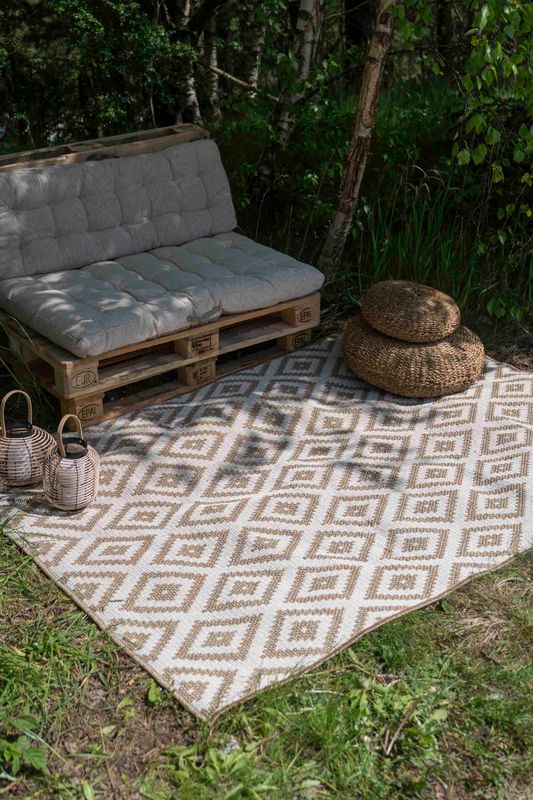Utendørs Teppe 230x160cm Beige og Hvit
