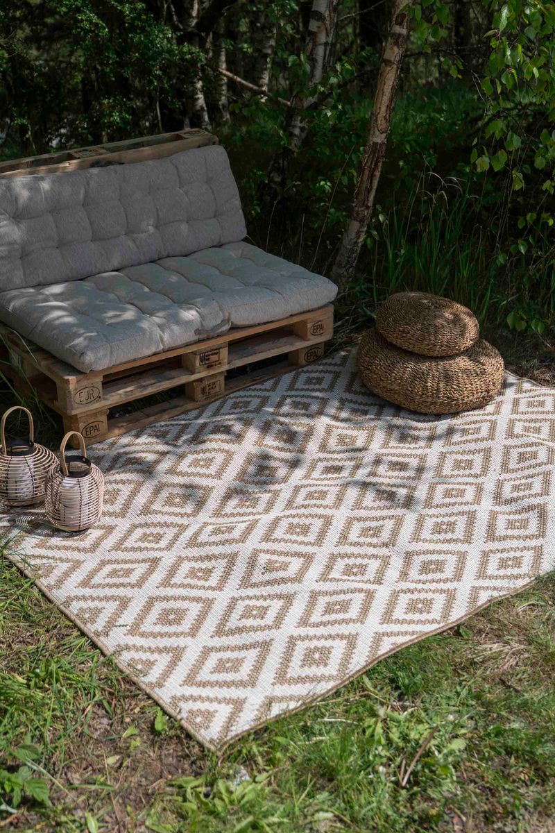 Utendørs Teppe 230x160cm Beige og Hvit