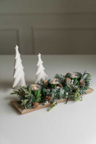Hovedbilde Telysholder 38x12cm - Grønn