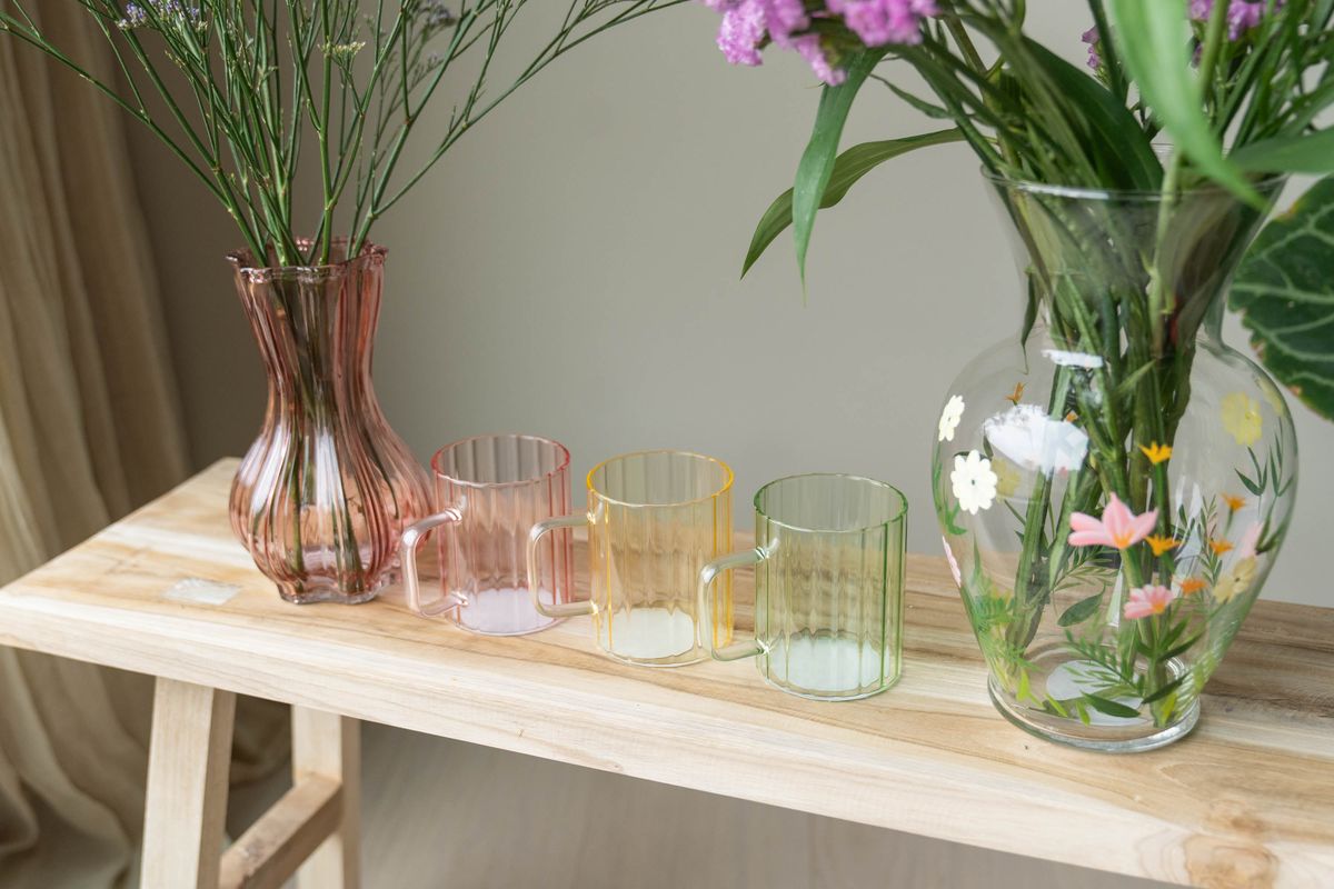 Te-glass med hank – 400 ml – Gul