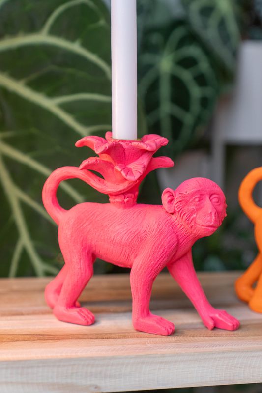 Lysestake Apekatt 16cm - Rosa