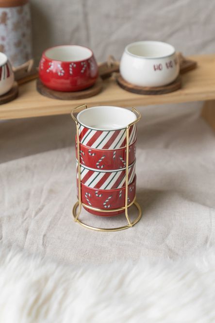 Hovedbilde Skålsett m/stativ - Candy Cane