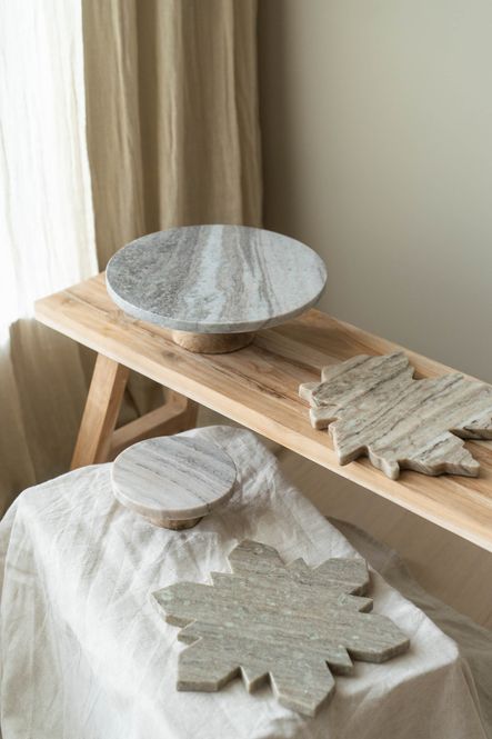 Hovedbilde Marmor Plate - Løvblad Beige