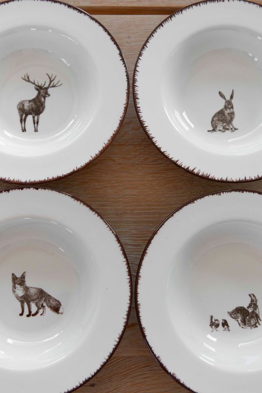 Villmark 4pk Sett Skål 22cm (Hare, Ekorn, Rev, Hjort)