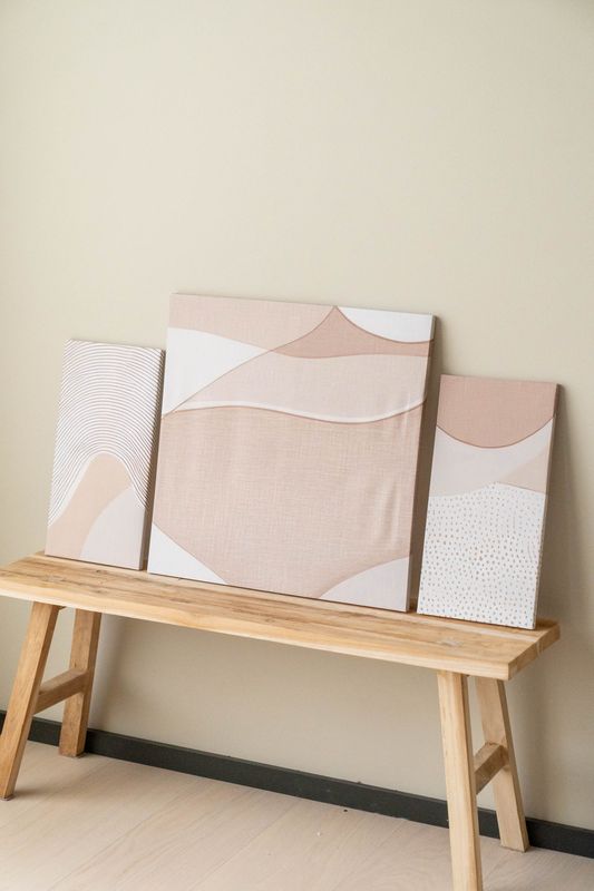 Veggpynt 3pk - Abstrakt Beige