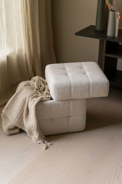 Hovedbilde Puff m/oppbevaring Teddy Hvit