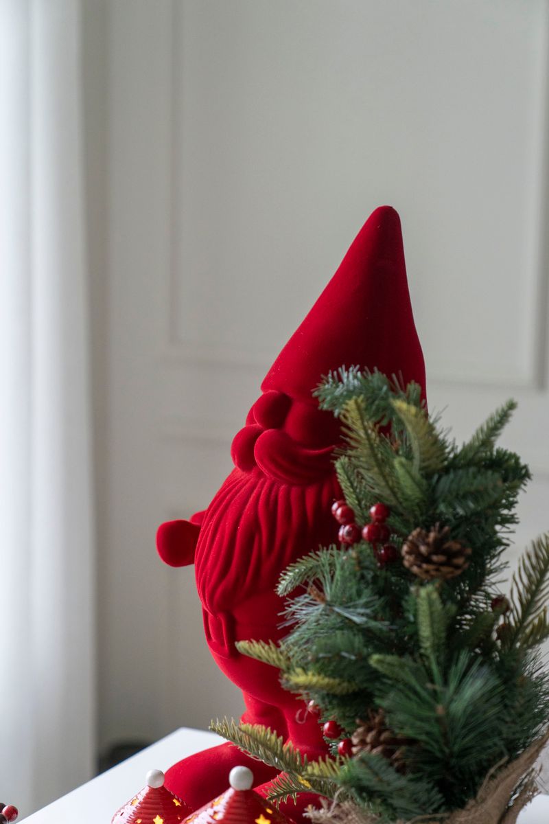 Velour Nisse 56cm Rød