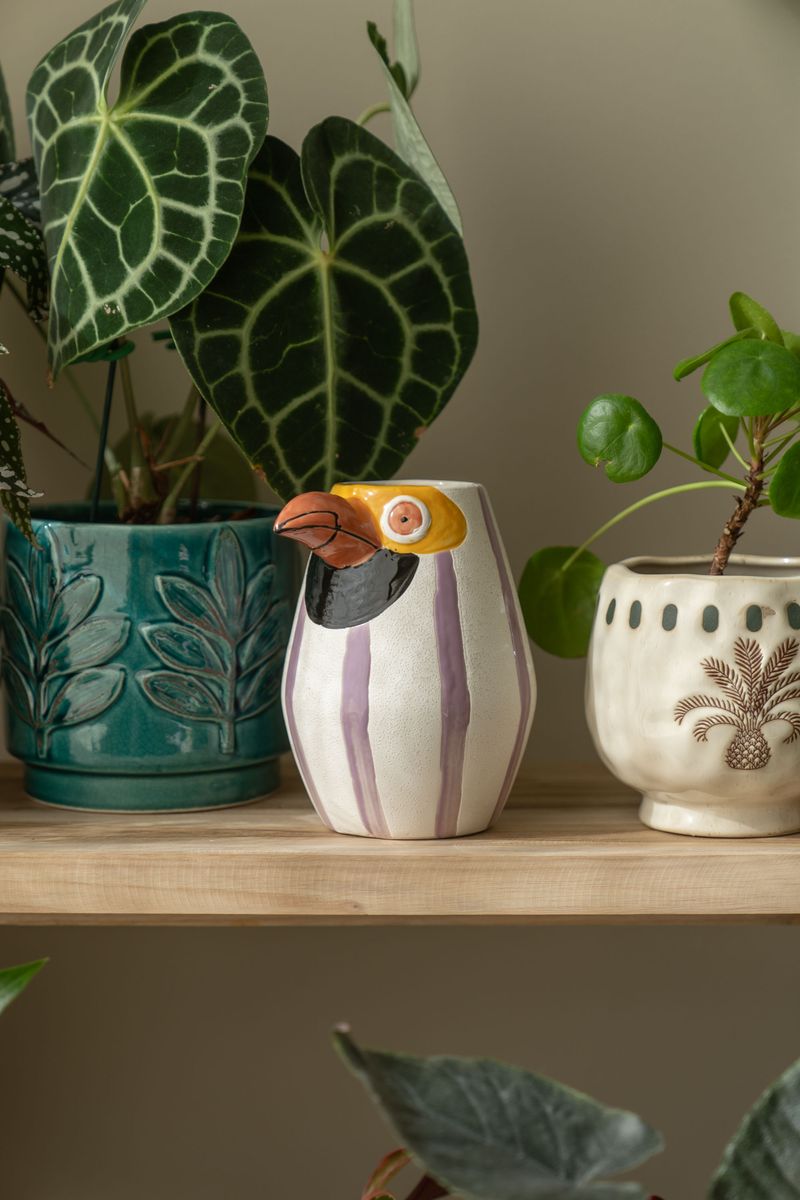 Vase Fugl 15x17cm - Lilla