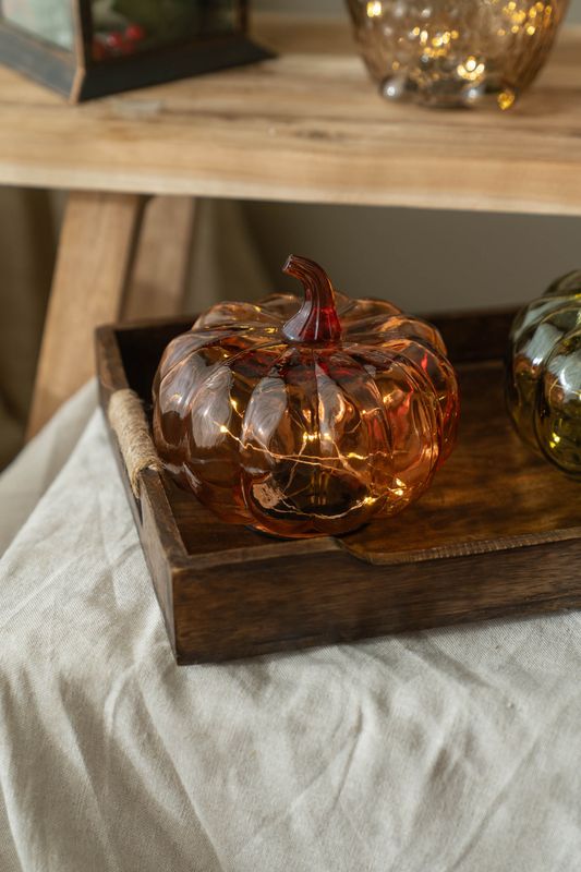 Glasgresskar LED 13cm - Oransje