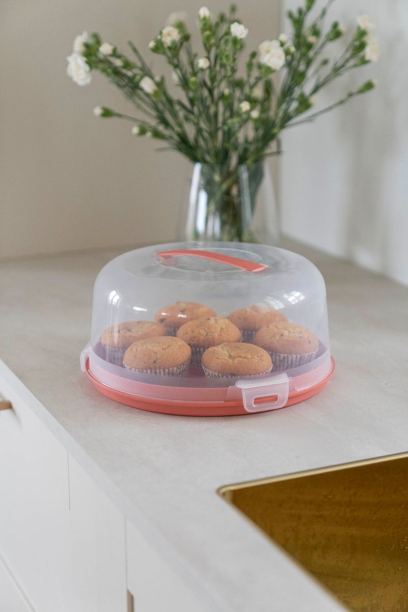 Kakeboks m/cupcake holder - Korall