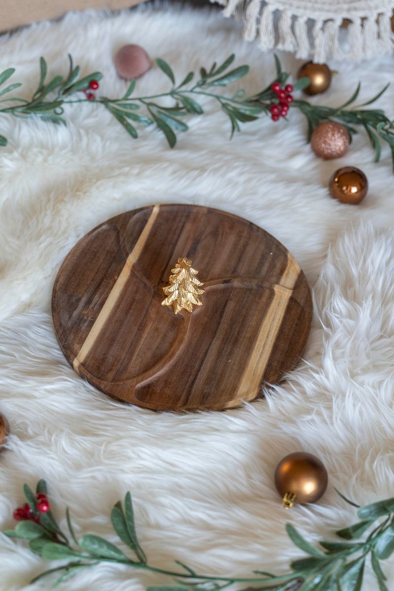 Serveringsfjøl m/Juletre Gull