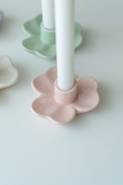 Hovedbilde Lysestake i porselen – Rosa