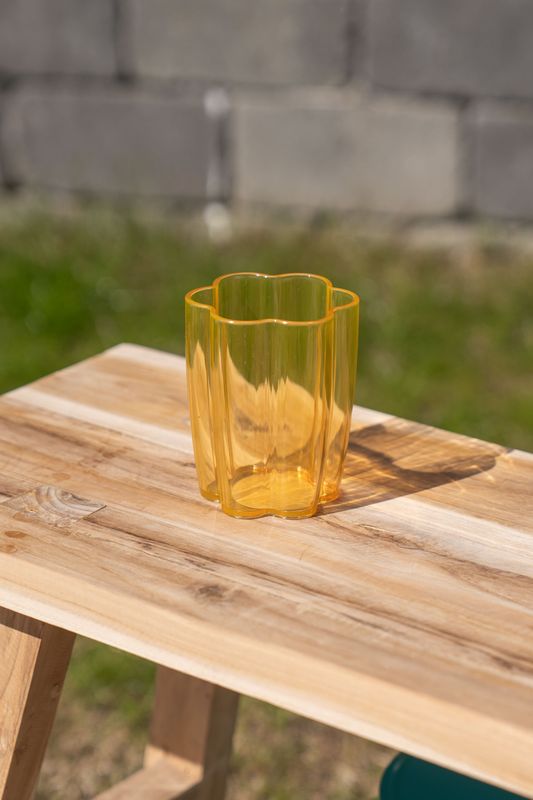 Blomst drikkeglass – 300 ml – gul