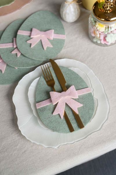 Hovedbilde Bestikkholder egg – filt – Grønn