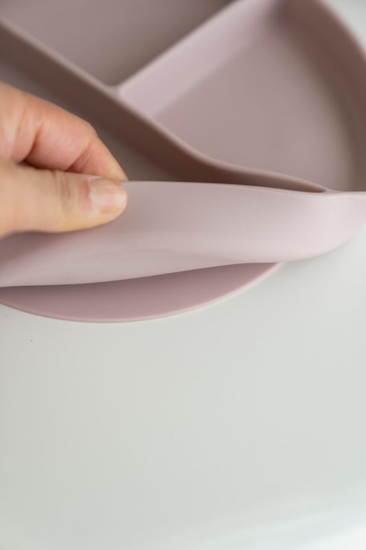 Silikontallerken m/sugekopp - Rosa