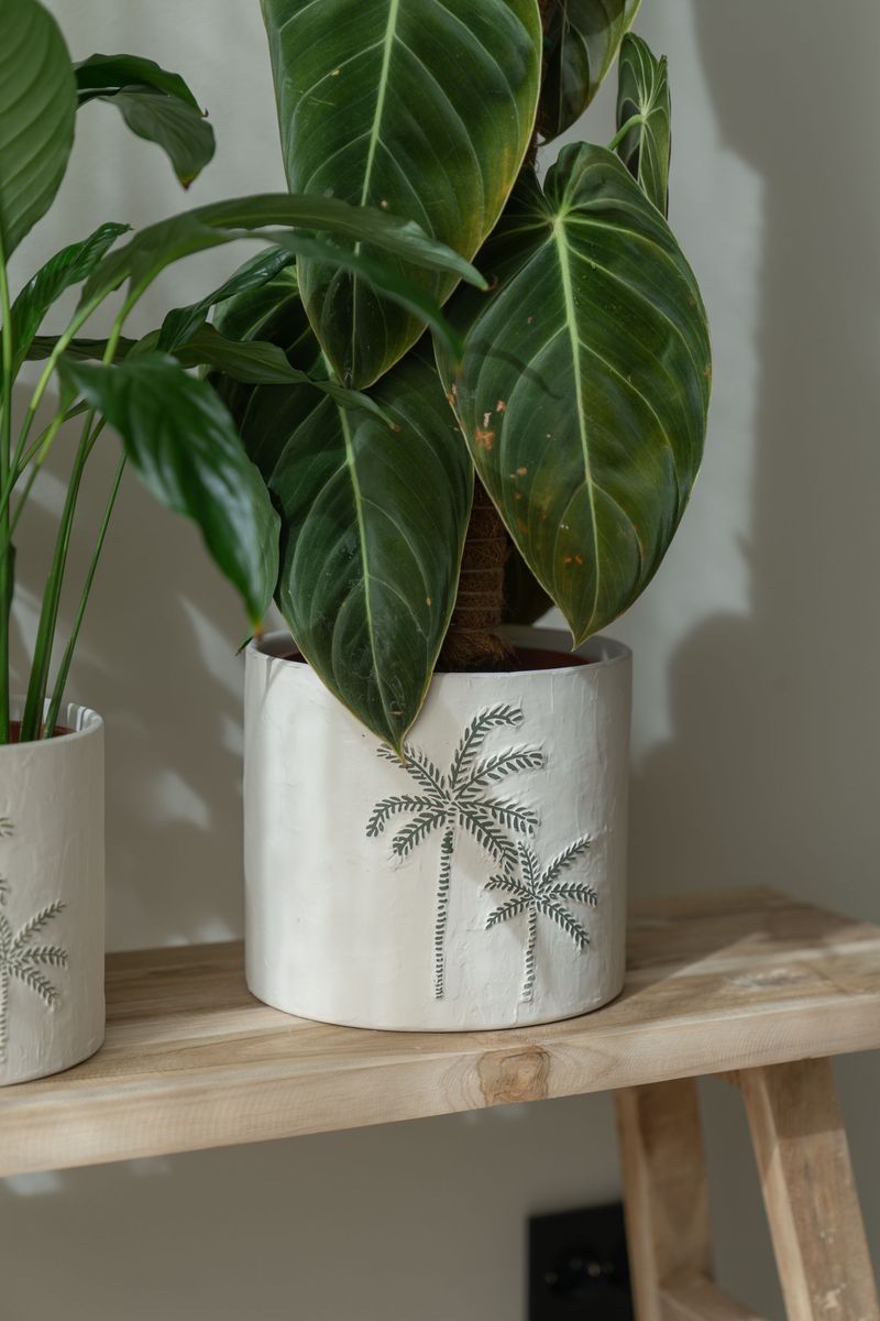 Blomsterpotte 3pk Palme Hvit