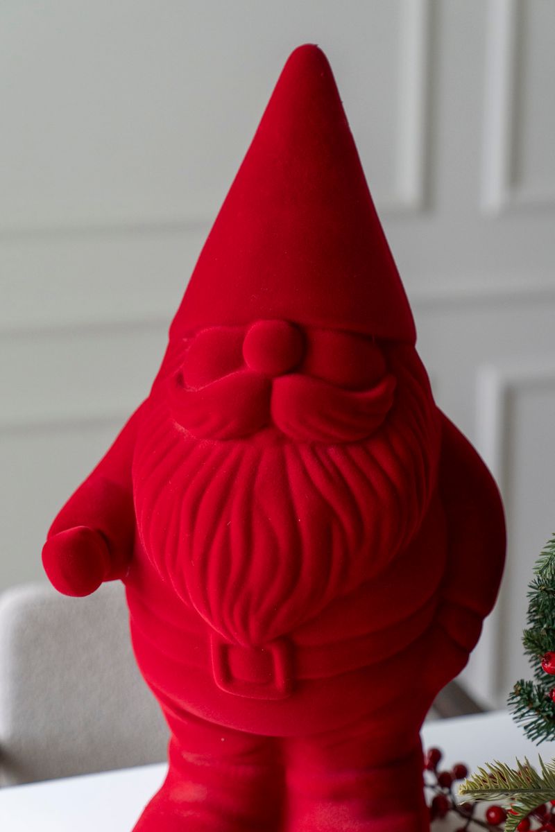 Velour Nisse 56cm Rød