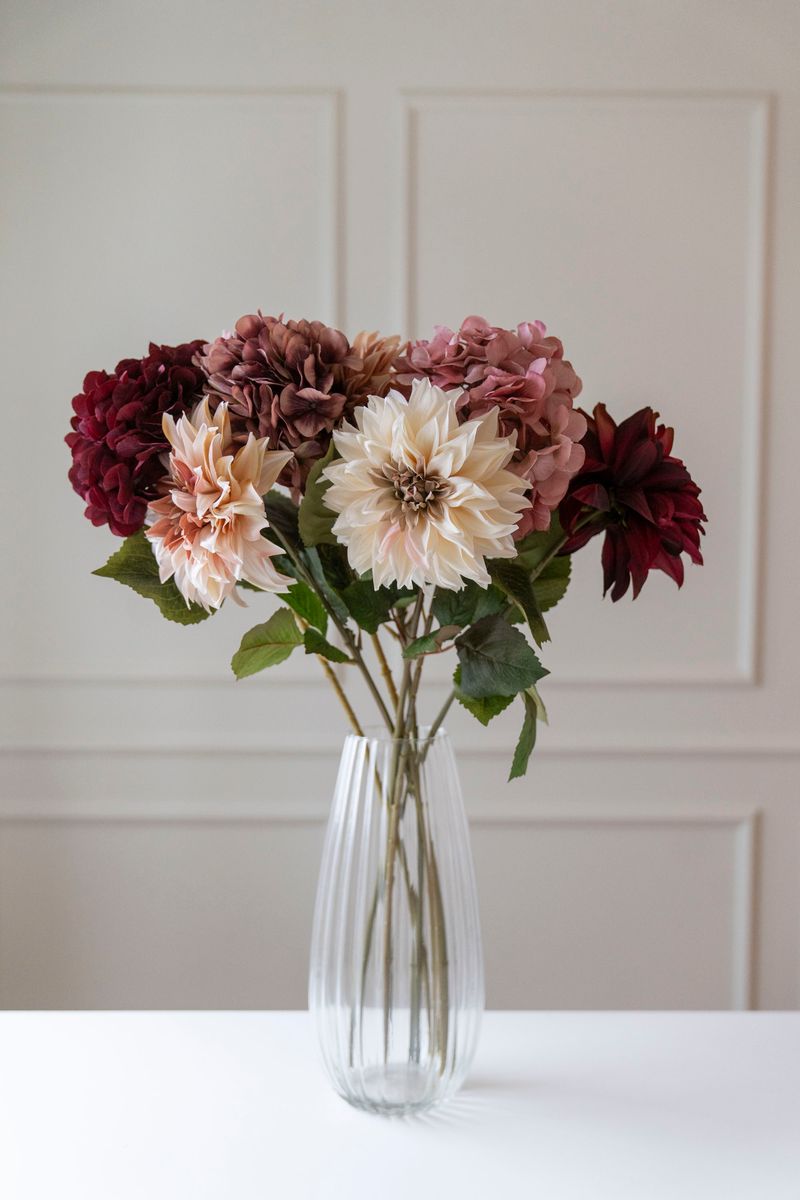 Kunstig Blomst Hortensia 76cm - Burgunder