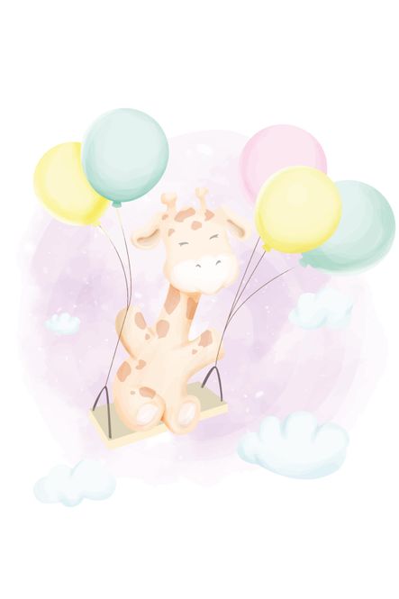Hovedbilde Poster - Giraff m/Ballonger