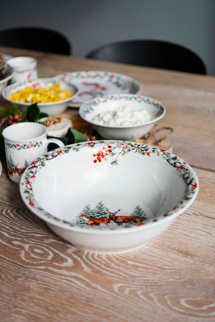 Hovedbilde Juletid Skål 27cm Rådyrfamilie 
