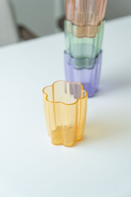 Hovedbilde Blomst drikkeglass – 300 ml – gul
