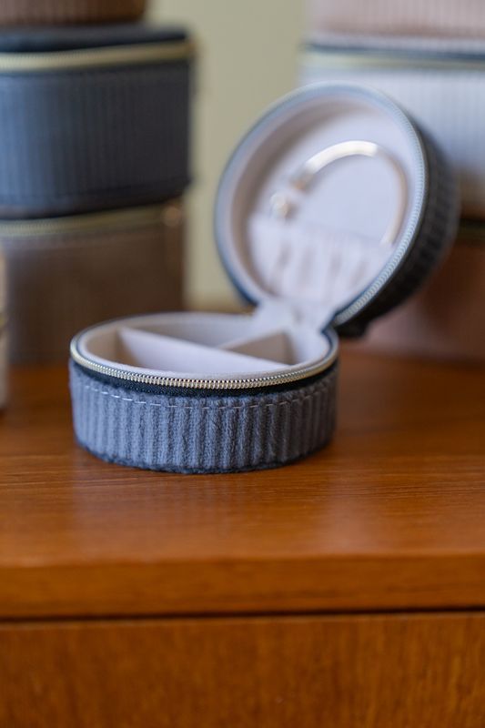 Smykkeskrin Rund Blå 8cm 