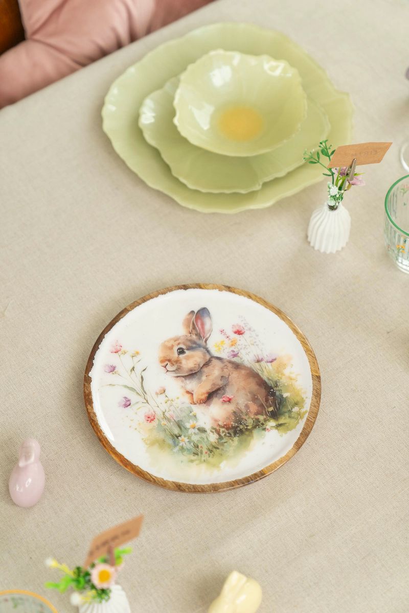 Vårsprett serveringsbrett – Ø22×H2,5 cm Kanin