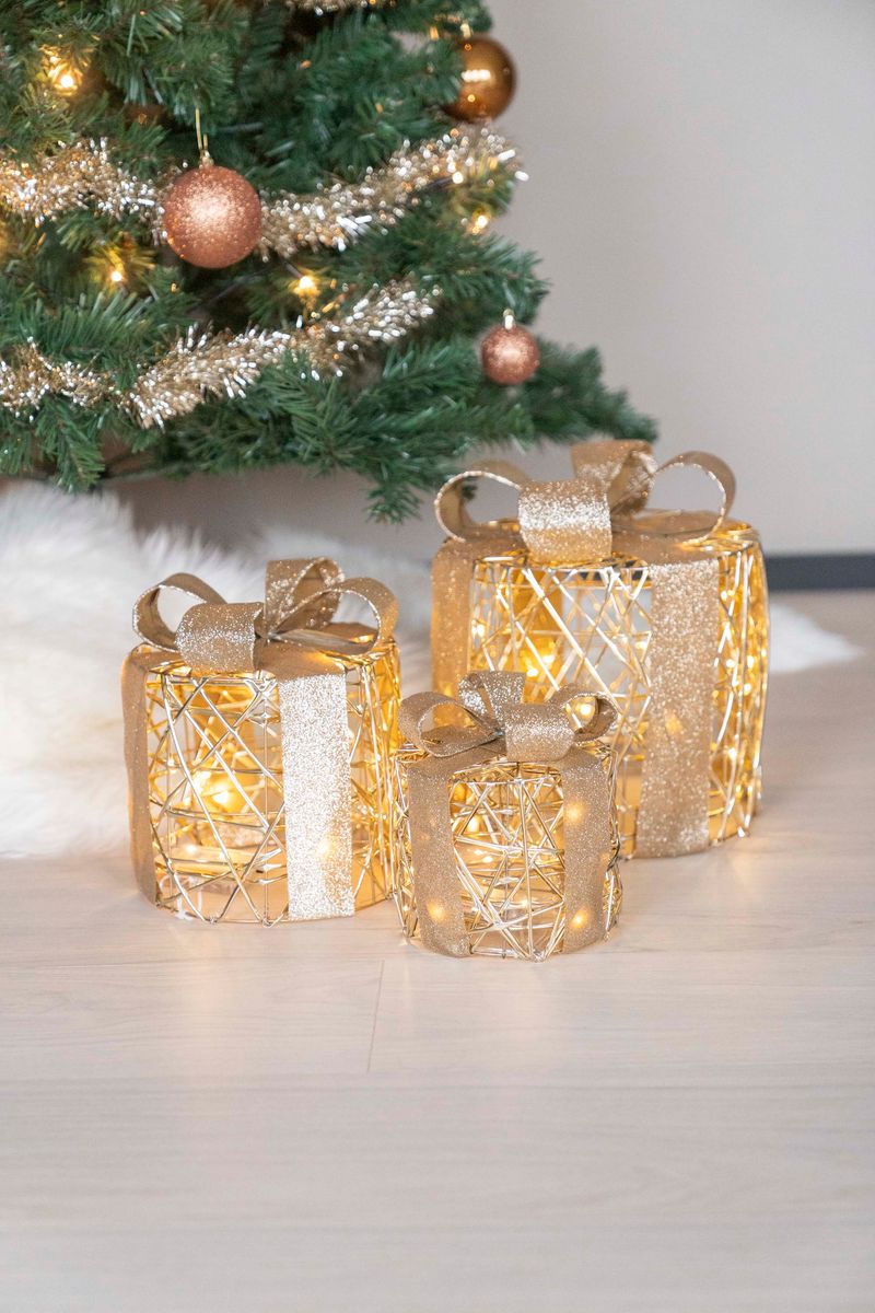 Dekorgave 3pk Rund - Champagne