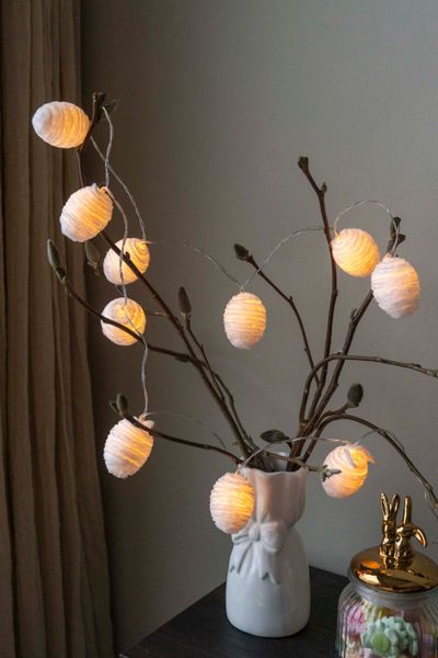 Hovedbilde LED-lysslynge med raffiaegg – 10 lys ...