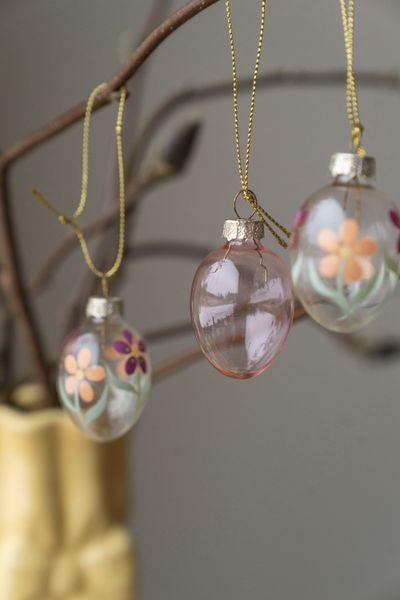 Hovedbilde Hengende glassegg – 9pk – 3×4 cm Lys ...